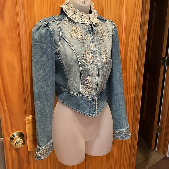 Beautiful Jeanology Embellished Cropped Jean Jacket - Picture 3 of 11